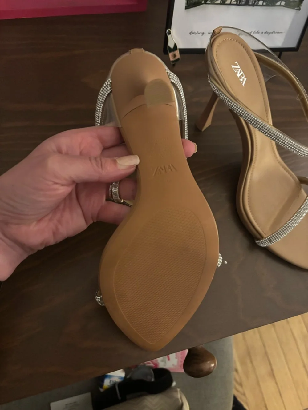 Never worn Zara stiletto sandal with sparkly straps - Picture 3 of 4